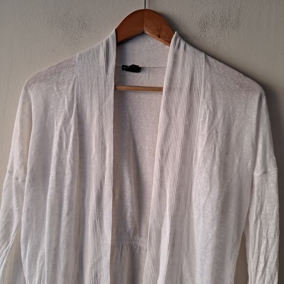 Club Monaco Open Front Cardigan Sweater Drawstring Waist White Women's Size XS - Picture 5 of 10